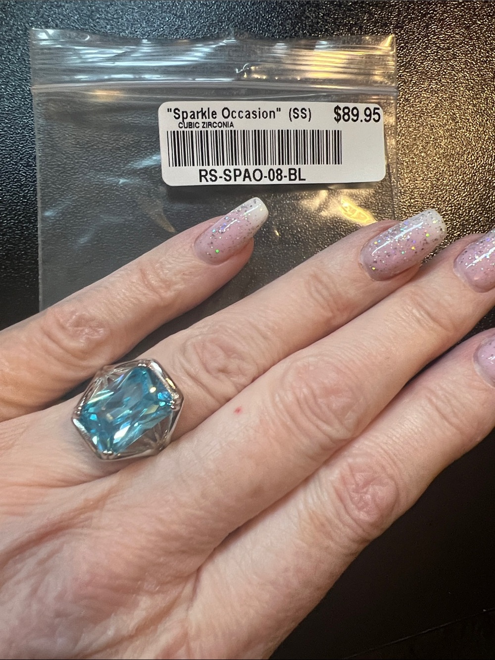 Sparkle Occasion Blue Cubic Zirconia Statement Ring - Sparkle Occasion